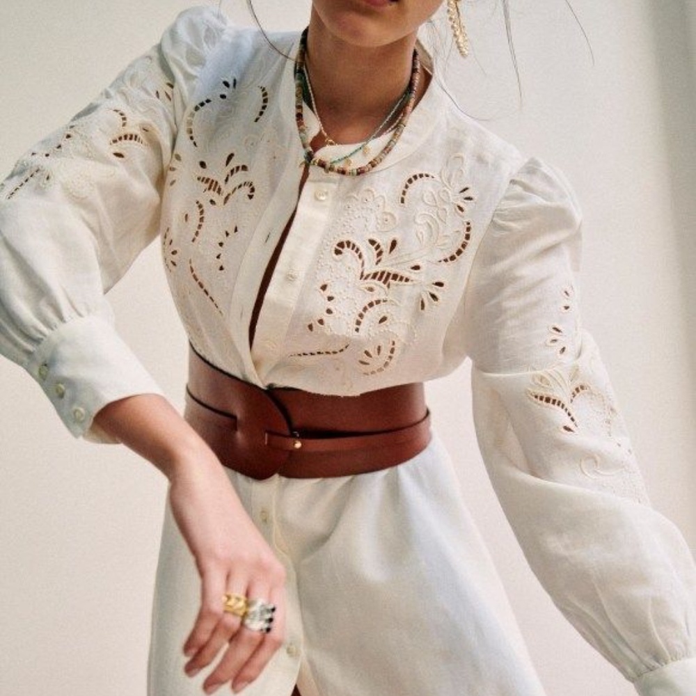 Sezane - Selma Dress - Ecru - Size 4/36 - Preowned